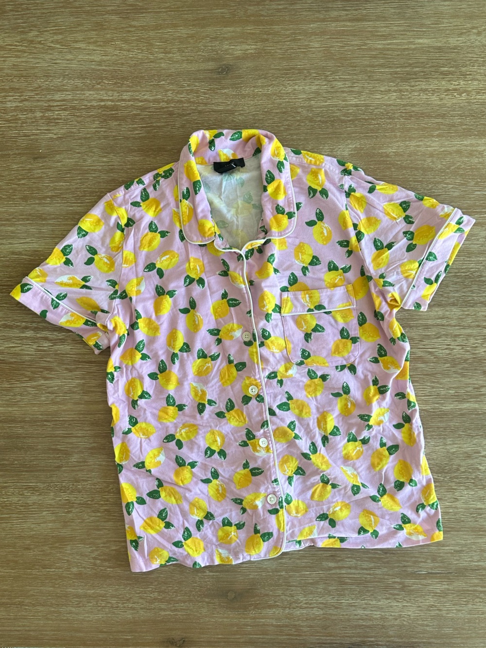 J. Crew Pink Lemon-Print Short Pajama Top